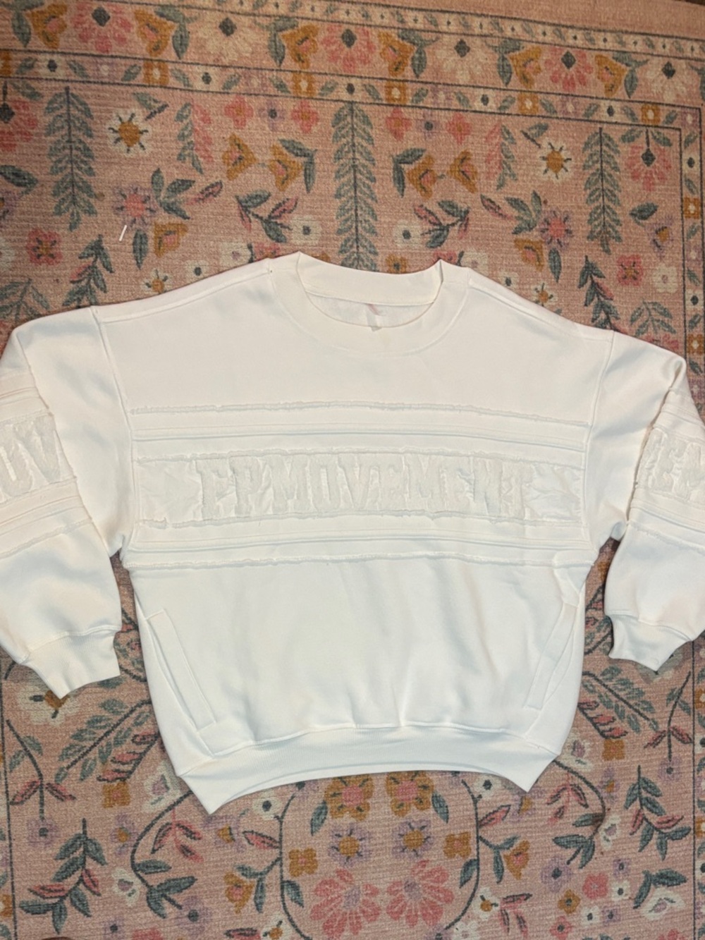 FP Movement by Free People Ivory Embroidered Crewneck Sweatshirt
